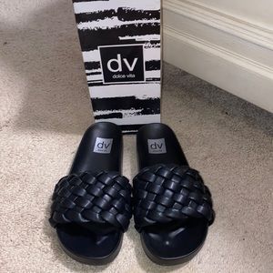 Black slides size 8 . Never worn